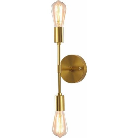Tigrezy Gold-Wandleuchten, Badezimmer-Waschtischleuchte mit 2 Leuchten, E27-Sockel, Wandleuchten für Spiegel, Flur, Küche, Schlafzimmer, Wohnzimmer FLITI