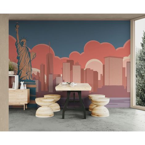 Papier peint ville – New York illustré - 150 x 250 cm (1/2)