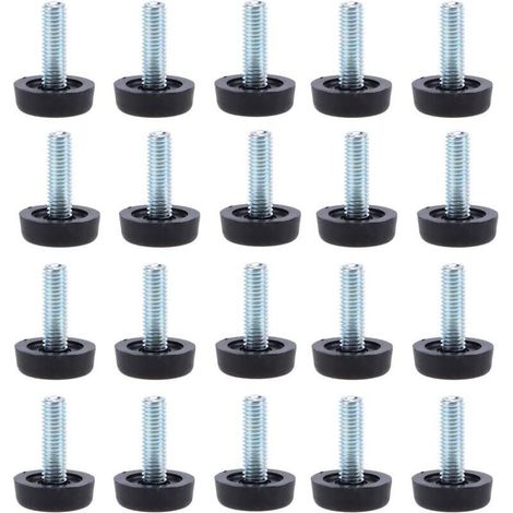Lot de 20 Pieds de nivellement pour meubles -M8 x 24 mm, protections pour pieds de table réglables avec tige filetée, 24 mm, pied de nivellement à visser pour meubles (1/5)