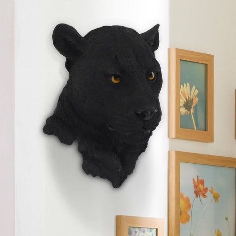 Décoration Murale Tête D'animal, Sculpture Décorative Sculpture de Tête d'animal Simulée 3D Léopard Tête d'animal Pendentif en Résine Accessoires pour La Maison (1/5)