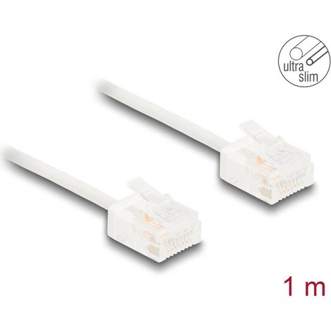 Delock Cable de red RJ45 Cat.6 UTP Ultra Slim 1 m blanco con enchufes cortos