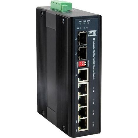 Conmutador Gigabit industrial LevelOne IES-0600, 6 puertos, 1 SFP, 1 SFP/RJ45 combinado (1/3)