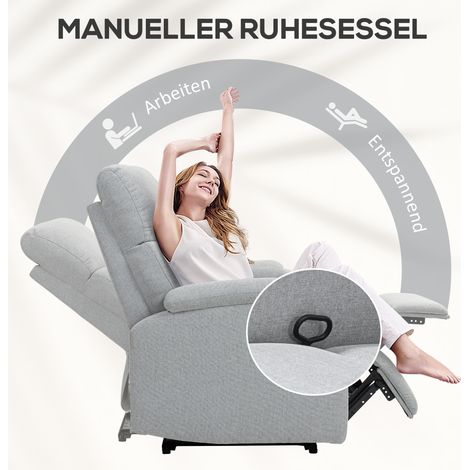 Fauteuil inclinable de relaxation avec dossier ajustable et repose-jambes, assise rembourrée gris pour salon (1/4)