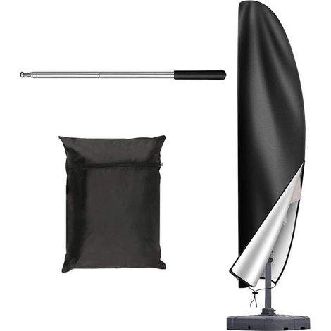 Housse pour parasol déporté, housse pour parasol déporté avec mât, housse pour parasol de jardin, parasol, 265 x 40 cm / 70 cm / 50 cm (1/4)