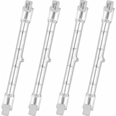 Tube halogène HaloLine, base R7S, lampe tube halogène T3, 230V, 300 watts, 118 mm, blanc chaud - 2800K (4 pièces).. (1/5)
