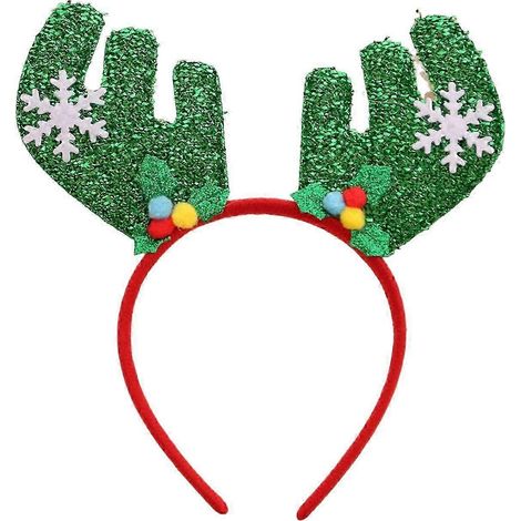 Bandeau de Noël à paillettes, décor bois de renne, serre-tête élastique pour enfants et adultes, paillettes festives-7