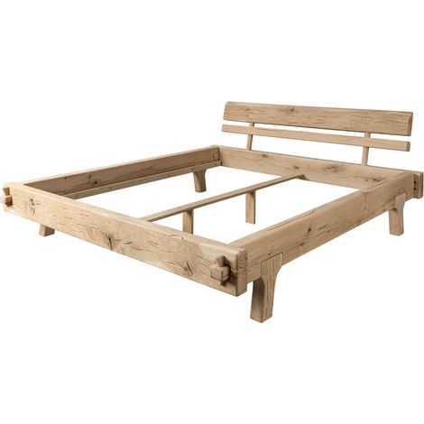 Balkenbett Eiche 180x200 natur geölt OAK HEART 03