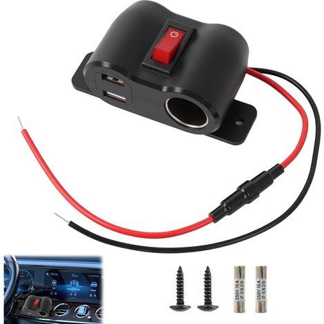 Chargeur USB Voiture QC3.0 et PD3.0 12V avec Prise Allume-Cigare 120W, Prise Allume Cigare USB, Adaptateur Répartiteur avec Interrupteur et Voltmètre LED pour 12V/24V Voitures, Bateaux et Camping-Cars (1/5)