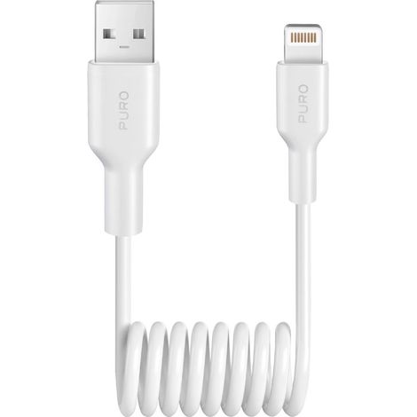 Cavo a spirale USB-A - iPhone Lightning 12W 1m - Bianco (1/2)
