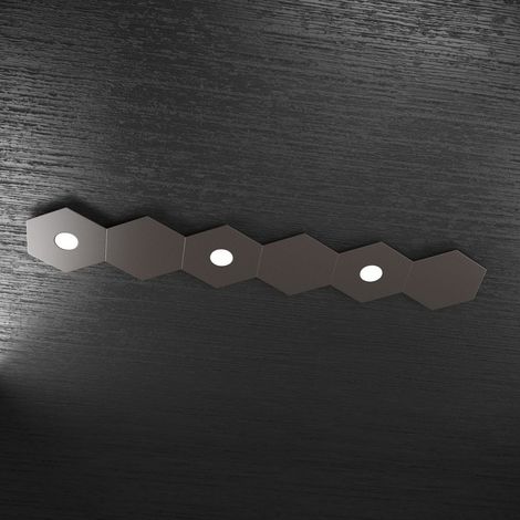 Plafoniera Moderna 6 Moduli Hexagon Metallo Marrone 3 Luci Led 12X3W (1/5)