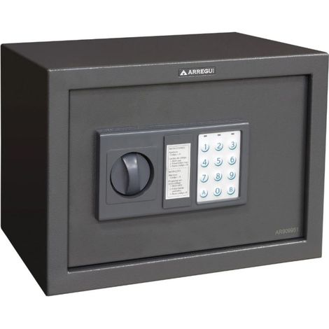 Coffre-fort électronique Arregui 17L Ouverture par code et clé d'urgence Dimensions extérieures : 25 x 34 x 25 cm