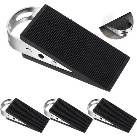 Pcs Bloc Porte, Cale Porte Sol, Cales de Butée de Portes en Caoutchouc Antidérapante, Butées de Portes Intérieur avec Poignée en Acier Inoxydable pour Protège Sols et Murs(10 x 3.5 x 3 cm) (1/5)