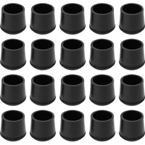 Lot de 20pcs Embouts de Pieds de Chaise en Caoutchouc Noir de 25mm pour Pieds de Table Et de Chaise Capuchons de Protection pour Tuyaux Et Sols