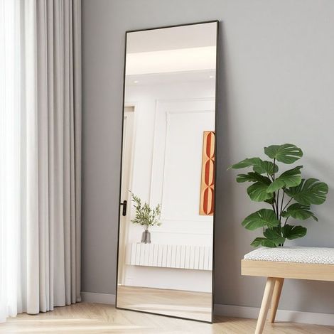 Espejo - Cuadrado Negro XXL 173x63cm - Vidrio Templado - Aluminio - Soporte Plegable (1/5)