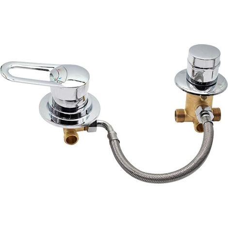 Grifo de ducha de 2 piezas - Desviador de salida 2/3/4/5, núcleo de cerámica - Latón cromado, mezcla de agua caliente/fría - Modelo C - Baño - Propietarios (1/4)