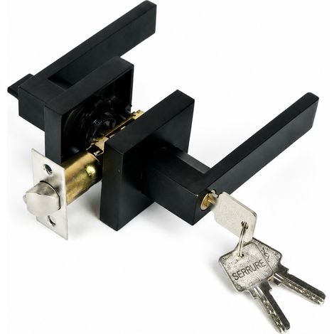 Serrure à poignée en aluminium noir avec clé pour porte intérieure noir 1 kg – Livraison gratuite