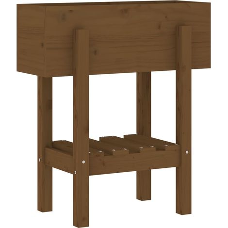 Vassoio per fioriera aiuola rialzata piante fiori terrazza giardino 62 x 30 x 69 cm legno massello di pino marrone 020037749
