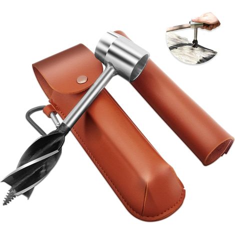 CSPARKV Taladro manual para madera, herramientas para bushcraft, taladro manual para carpintería, taladro para madera para bushcraft para actividades de supervivencia al aire libre, manualidades, con  (1/5)
