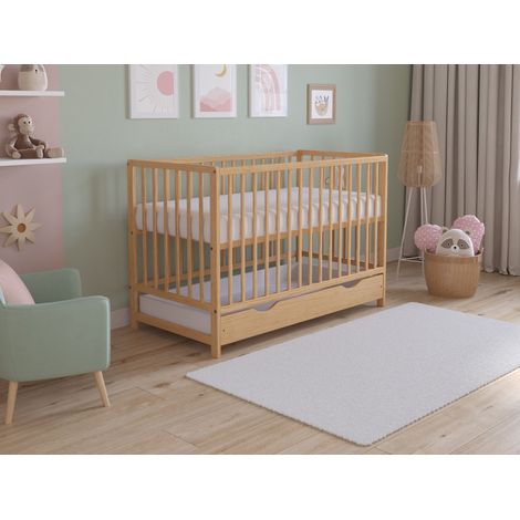 Asher Cot Bed 120x60cm with drawer & Microfiber Quilted mattress (1/5)
