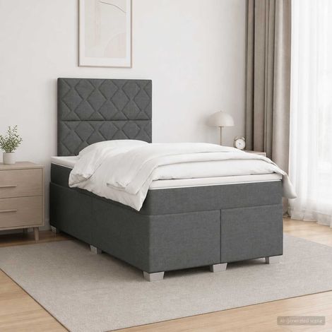 Lit boxspring avec matelas Gris foncé 120 x 190 cm Tissu (1/5)