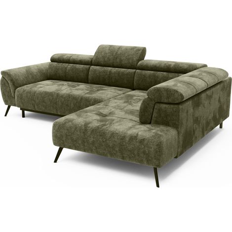 Ecksofa Ottomane rechts Chenille 284x208x79 grün VALENTINAMassivmoebel24 GmbH (1/3)