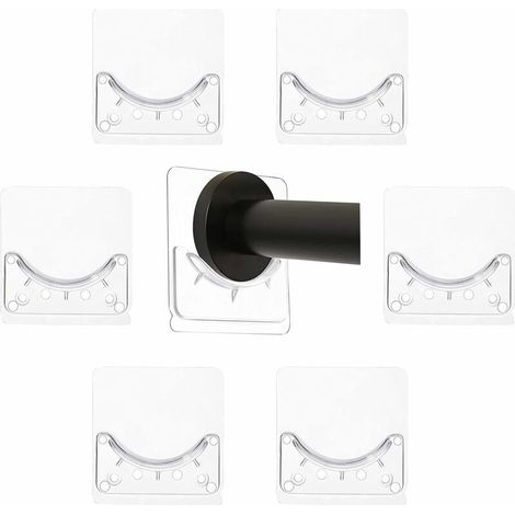 BRAVIX 6Pcs Titulaire De Tringle À Rideau Adhésif Bain Tige à Rideau Pôle Support Serviette Mural Placard Pôle Tige Crochets Bar De Douche Montage Porte-Canne pour Accueil Salle