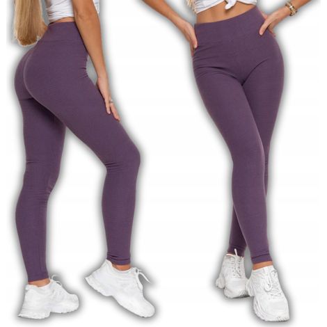 Leggings acanalados de cintura alta para mujer, modernos y deportivos, marca Moraj, talla S/M, color morado. (1/5)