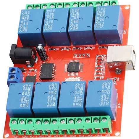12V 8-Kanal Computer-USB-Controller Schaltrelaismodul PC Smart Controller (1/5)