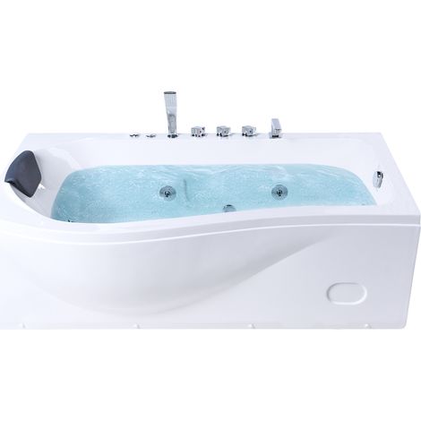 Bañera de hidromasaje rectangular de esquina 170 x 90 cm chorros de hidromasaje ABS luz LED blanca Pozuelos