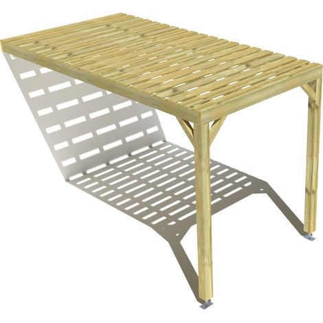 Pergola bois • 2m x 4m • adossée • sens profondeur • platelage bois • livraison comprise