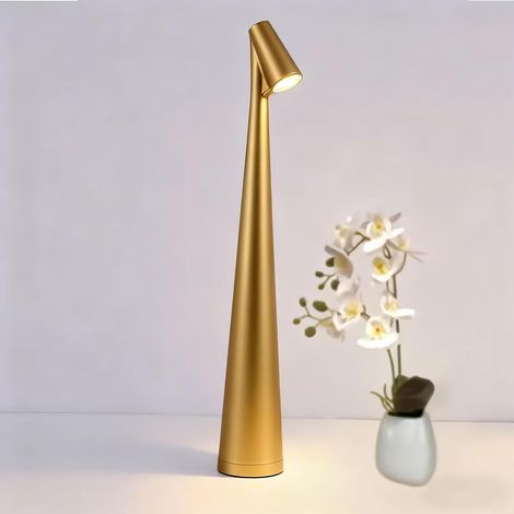Lampadaire de Table LED Tactile en Métal Rechargeable à Pile Portable Réglable en Luminosité Design Simple pour Restaurant Dîner en Couple Chambre à Coucher Bar KTV Pique Nique en Plein Air (1/5)