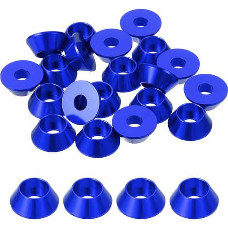 20 Pièces Rondelles à Tête Fraisée, Rondelles de Tasse M6 x 18 mm, Rondelle Fraisée, Rondelle Boulon En Aluminium Pour vis à tête, tige filetée, Accessoires Mécaniques, Bleu foncé (1/5)