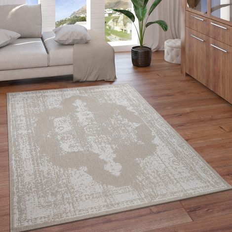 Paco Home In-& Outdoor Teppich Balkon Küchenteppich Vintage Orient Muster Beige Creme 160x220 cm (1/5)