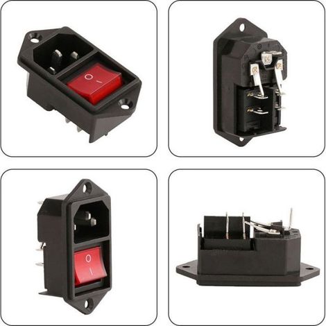 1 x prise de courant IEC 320 C14, 250 V 10 A, interrupteur à bascule rouge (1/4)