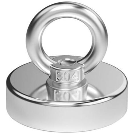 FENOPLASTICAAimant en néodyme, 150 kg, 60 mm de diamètre, avec manilles solides, adapté à la pêche magnétique MCBOSON. (1/4)