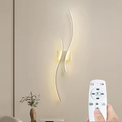 Luminaire Mural Intelligent 60cm Ondulé - Variation Continue de Luminosité, Éclairage LED Ambiant avec Commande Vocale & Télécommande Incluse (1/4)
