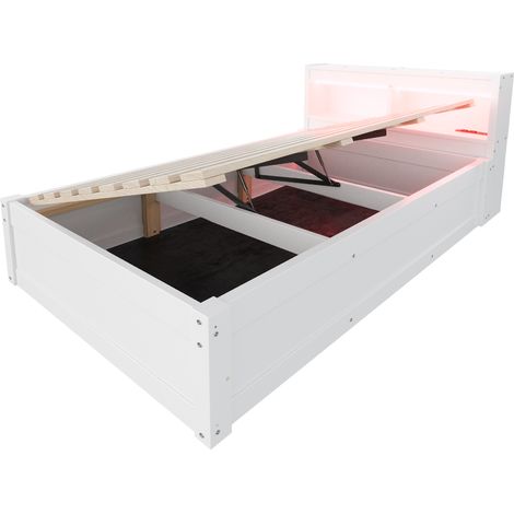 GagaLit multifonction 90 x 200 cm, prise européenne, LED, hydraulique, blanc (1/5)