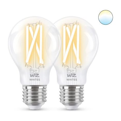 WiZ LED E27 Ampoule Standard (A60) Filament Claire 60W Lumière blanche chaude à froide - 2 pièces (1/5)