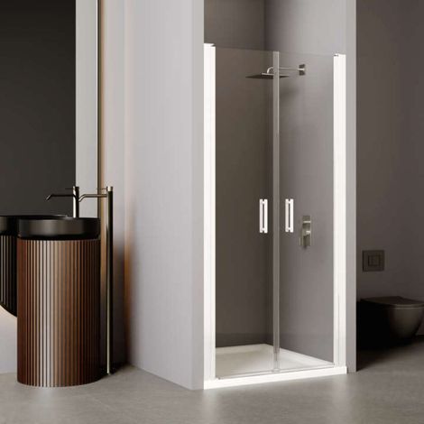 Paroi de douche à deux battants ROTH EQUI 2MS - 800x2000mm - Profilé Blanc Verre clair traité déperlant