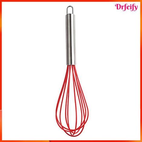 Ensemble d'ustensiles de cuisine - - 5 pièces - Silicone résistant haute température - Poignée inox - Rouge (1/5)