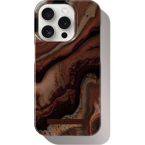 Coque imprimée MagSafe compatible avec iPhone 15 Pro, effet marbre ambre foncé (1/5)