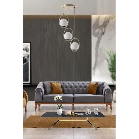 Lustre scandinave Glam, hauteur 70 cm, diamètre 30 cm, 100% métal, blanc et cuivre, culot E27, max 40 W, éclairage élégant pour les espaces modernes (1/5)