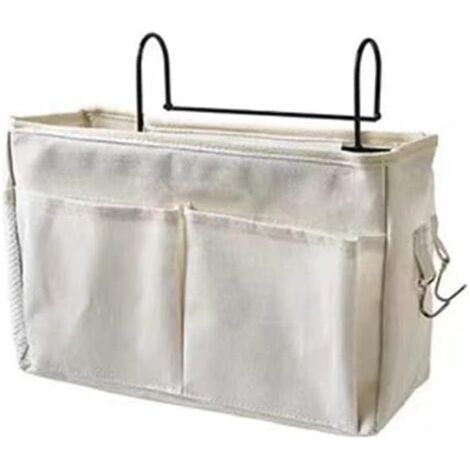 Multifunctional Hanging Storage Bag for College Dorms, Magazine Book Storage Bag (White) (1/4)