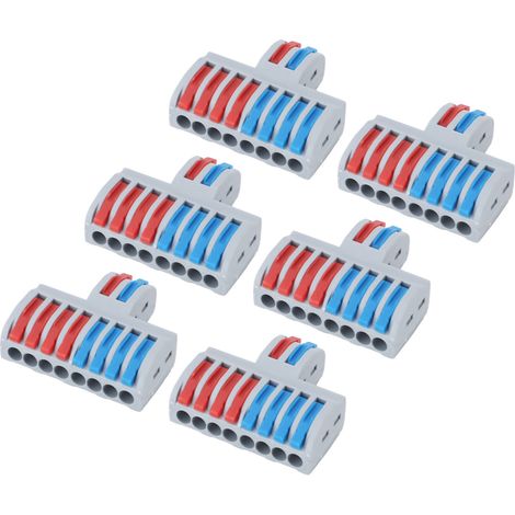 6 blocs de jonction 2 entrées 8 sorties, bornes à levier pour raccordement de fils électriques, épissure sans outil, dénudage 10 mm (1/5)