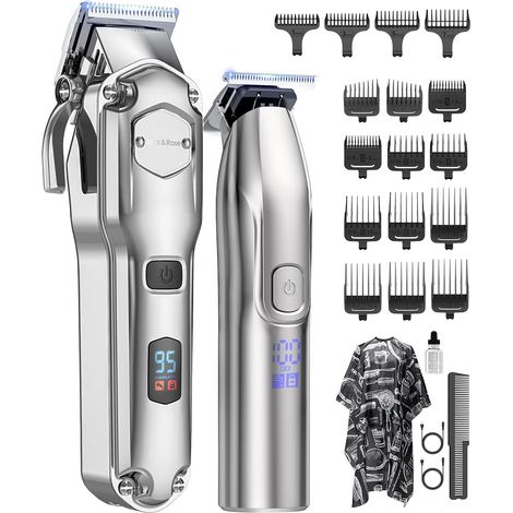 Tondeuse à cheveux professionnelle & T-lames Trimmer Set pour hommes, Tondeuse cheveux, Tondeuse à barbe, Tondeuse à cheveux électrique IPX7 étanche à l'eau (1/5)
