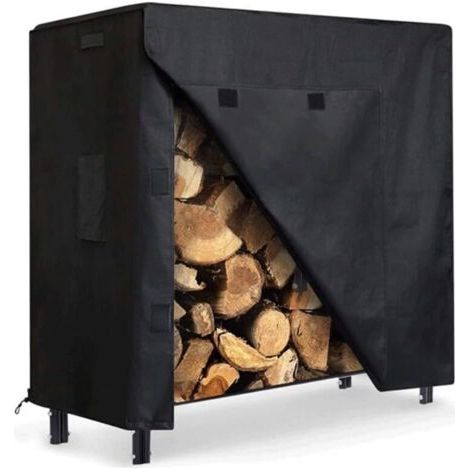 Housse imperméable pour étagère à bois de chauffage, housse robuste en tissu Oxford 210D, imperméable et protection contre les intempéries pour rangement extérieur des bûches,48x24x42inch (1/4)
