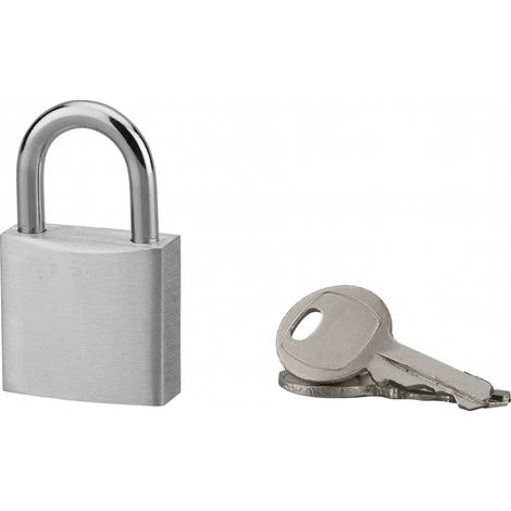 Cadenas à clé, extérieur, alu, 30mm, anse acier nickelé, 2 clés - SP