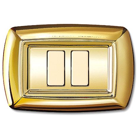Placca serie Tondò, 2 moduli ravvicinati, plastica, oro, compatibile con serie BTicino Magic - Elettrocanali ECL2597OR