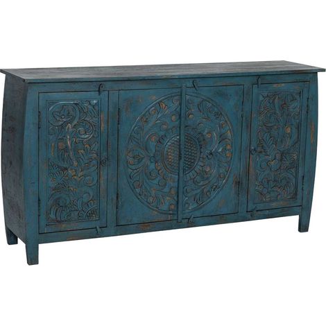 Aparador de madera azul 165x40x90h cm (1/5)