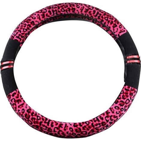 Funda suave para volante con estampado de leopardo,Funda calefactable para volante de coche,Funda de invierno para volante de mujer (1/5)
